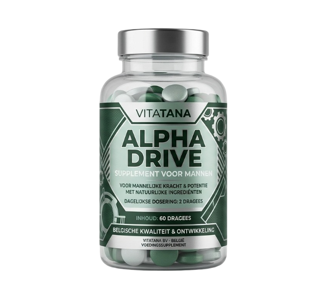 Flacon Alpha Drive au capuchon chromé et étiquette menthe